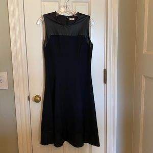 L'Agence Lambskin-Trimmed Dress